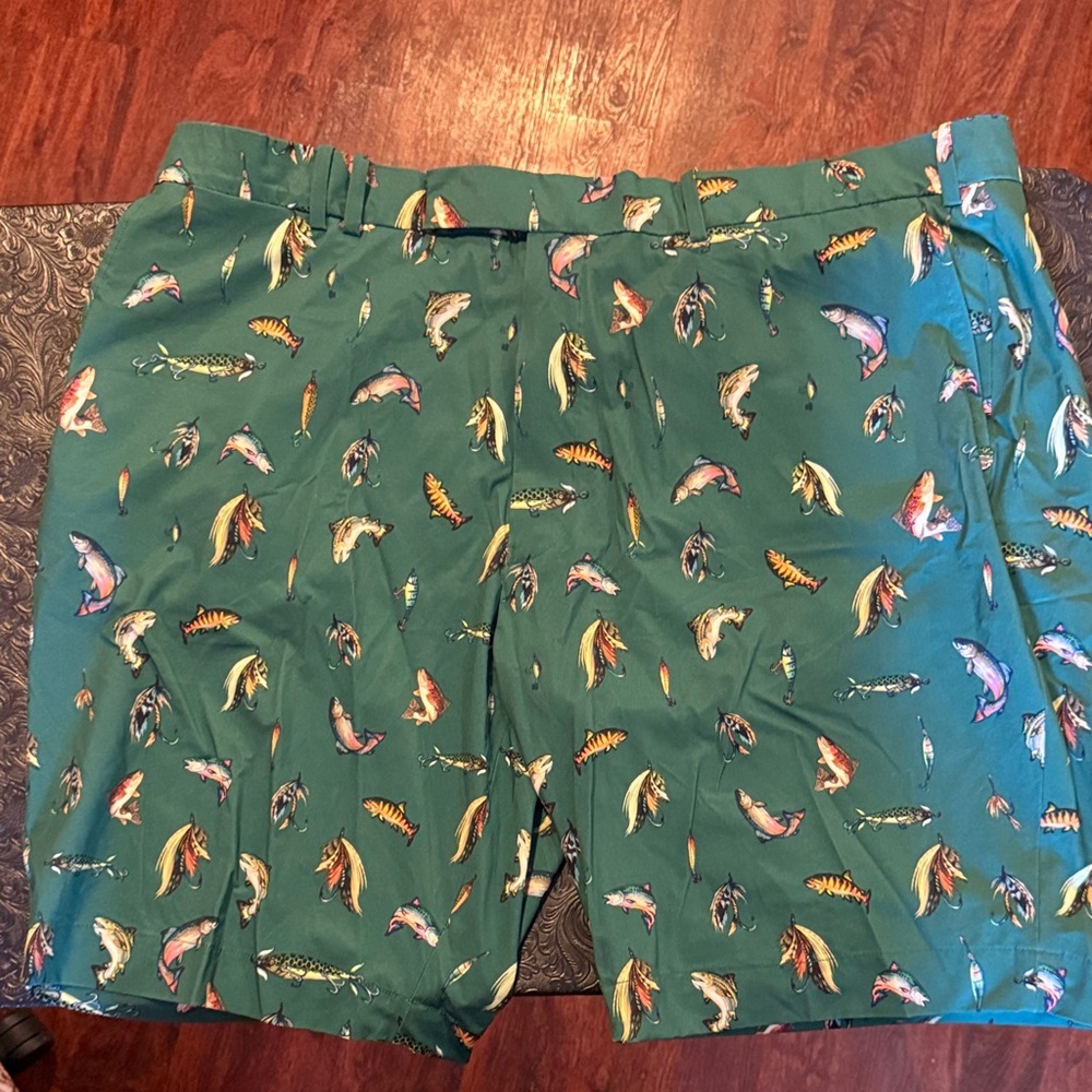 Ralph Lauren Green Fishing Lure Print Swim Trunks